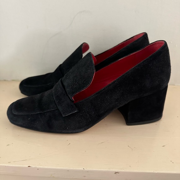 Dorateymur Black Suede Turbojet Loafer Block Heels. - Picture 2 of 12
